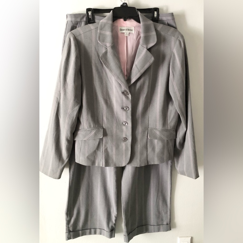 Y2K Danny & Nicole Gray Pinstripe Blazer Straight Leg Pants Career